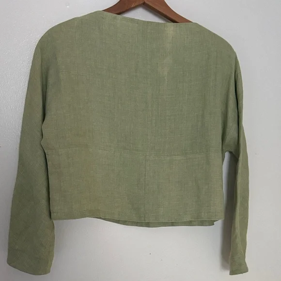 Ellen Tracy Olive Linen Top and pants set - Picture 4 of 15